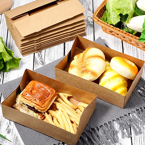 Image of Chinco Cardboard Food Trays Disposable Foldable, Brown, 100 Pieces