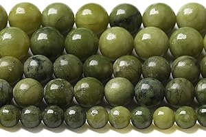 Natural Green Jade Loose Beads for Jewelry Making