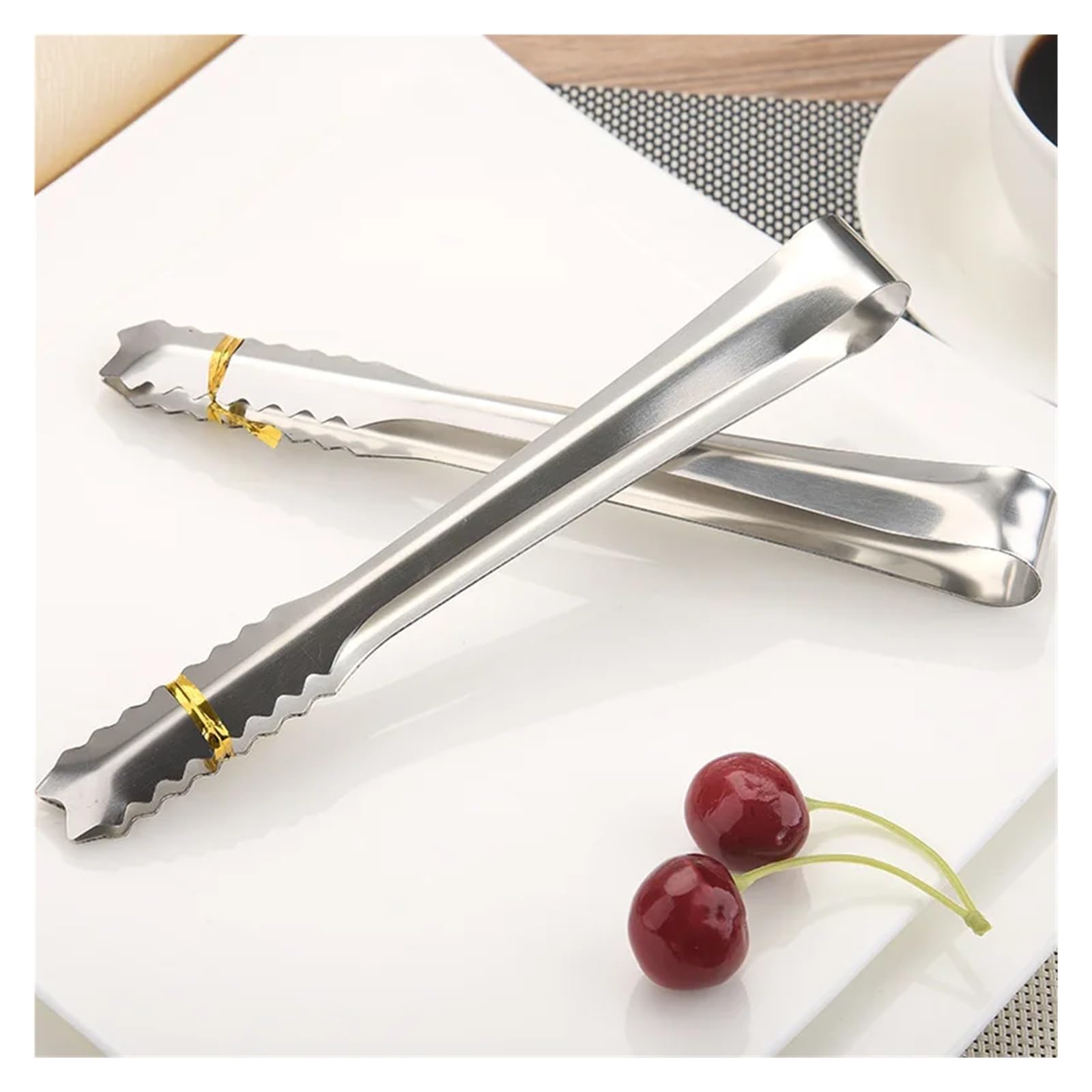 Pince à Aliments en Acier Inoxydable Lot de 10 Pinces à Sucre en Acier Inoxydable for glaçons, Pain, gâteaux, Aliments, Barbecue, Accessoires de Cuisine, ustensiles de Cuisson(10PCS 8 inch)