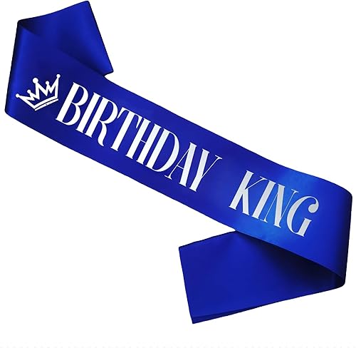 Banda de cumpleaños de tamaño King, banda de satén azul real para hombres o niños 16, 18, 21, 30, 40, 60, regalos de fiesta de cumpleaños