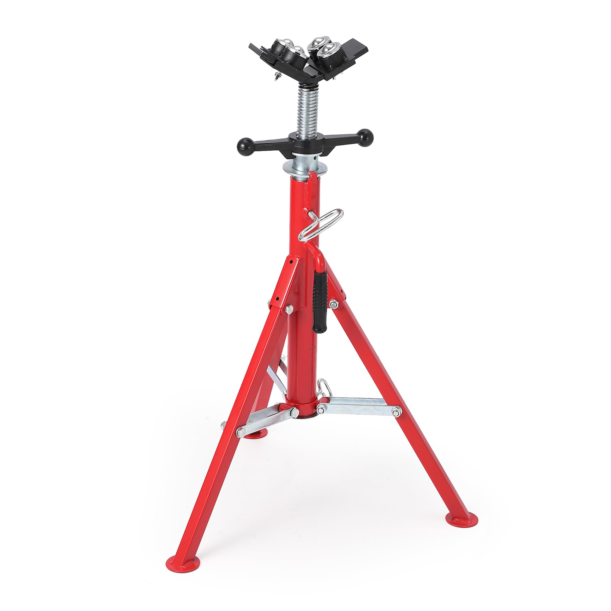 Garvee v Head Pipe Stand, 1134kg Heavy Duty Steel Pipe Jack Stand, 71-132cm Adjustable Folding Portable Tripod Pipe Stands for Welding, Threading & Pipe Support with 4 Balls
