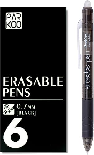 Miniatura 9 de ParKoo Bolígrafos de gel retráctiles borrables de punta fina de 0.028in, desaparece los errores, 3 bolígrafos de tinta negra3 azules con 4 recambios