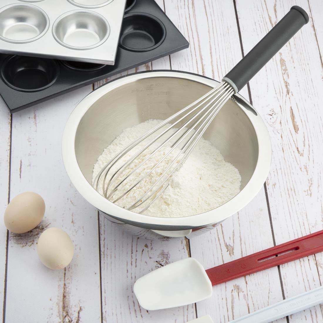 Vogue DA044 Heavy Duty Whisk, czarny winylowy uchwyt, długość 350 mm