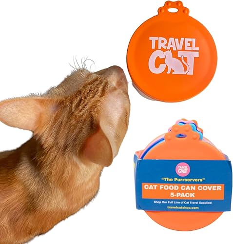 TRAVEL CAT Tapas para latas de comida, paquete de 5 fundas reutilizables de silicona para latas de alimentos enlatados para almacenamiento de
