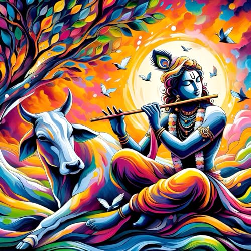 Image of Whattacraft! DIY Acrylic Paint By Number Kit For Adults Kids Beginner Number Painting Kit DIY Canvas Painting Wall Decoration,Krishna Color (WAC1-118), Multicolor