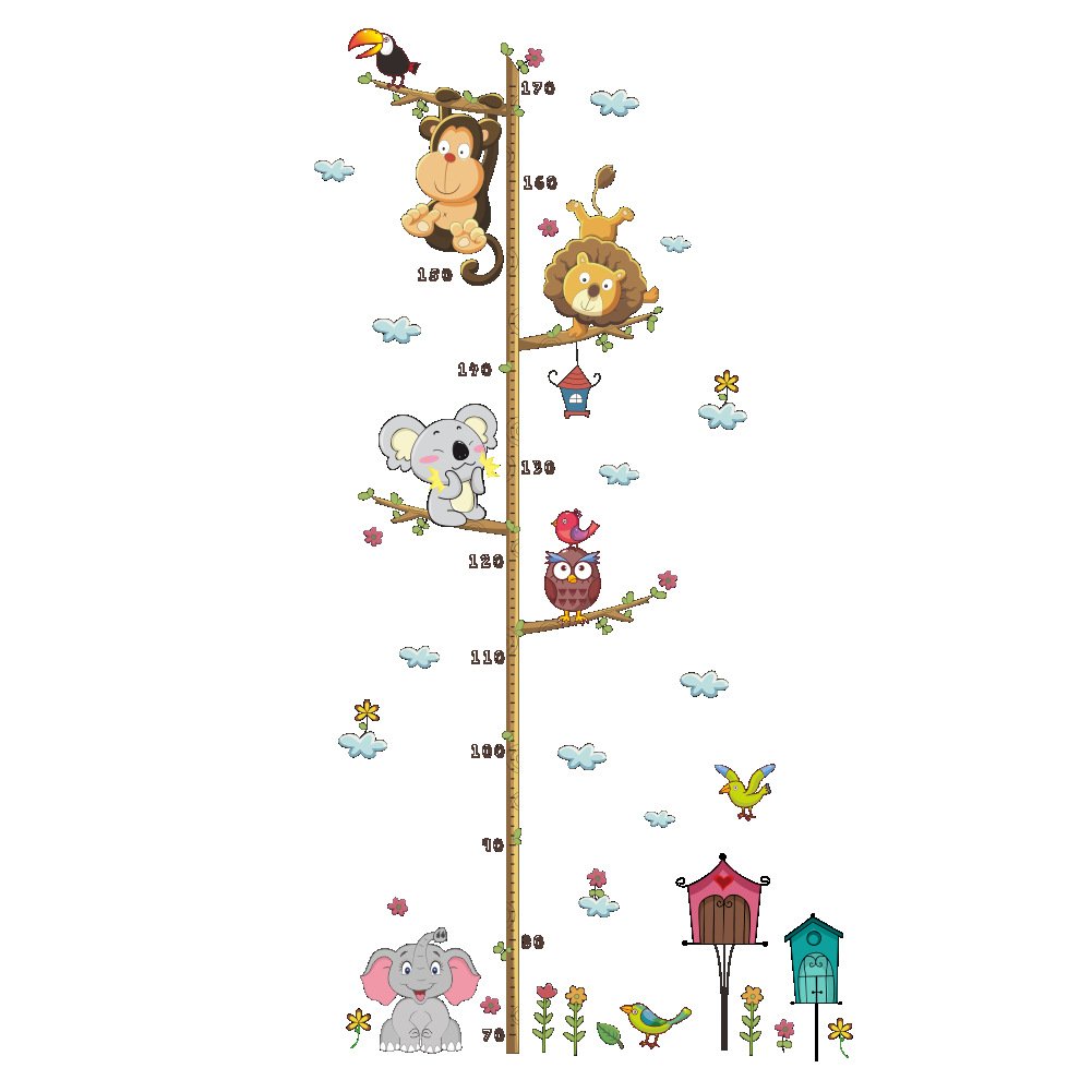 Pegatinas de pared medidor infantil elefante para decorar cristales y cuartos