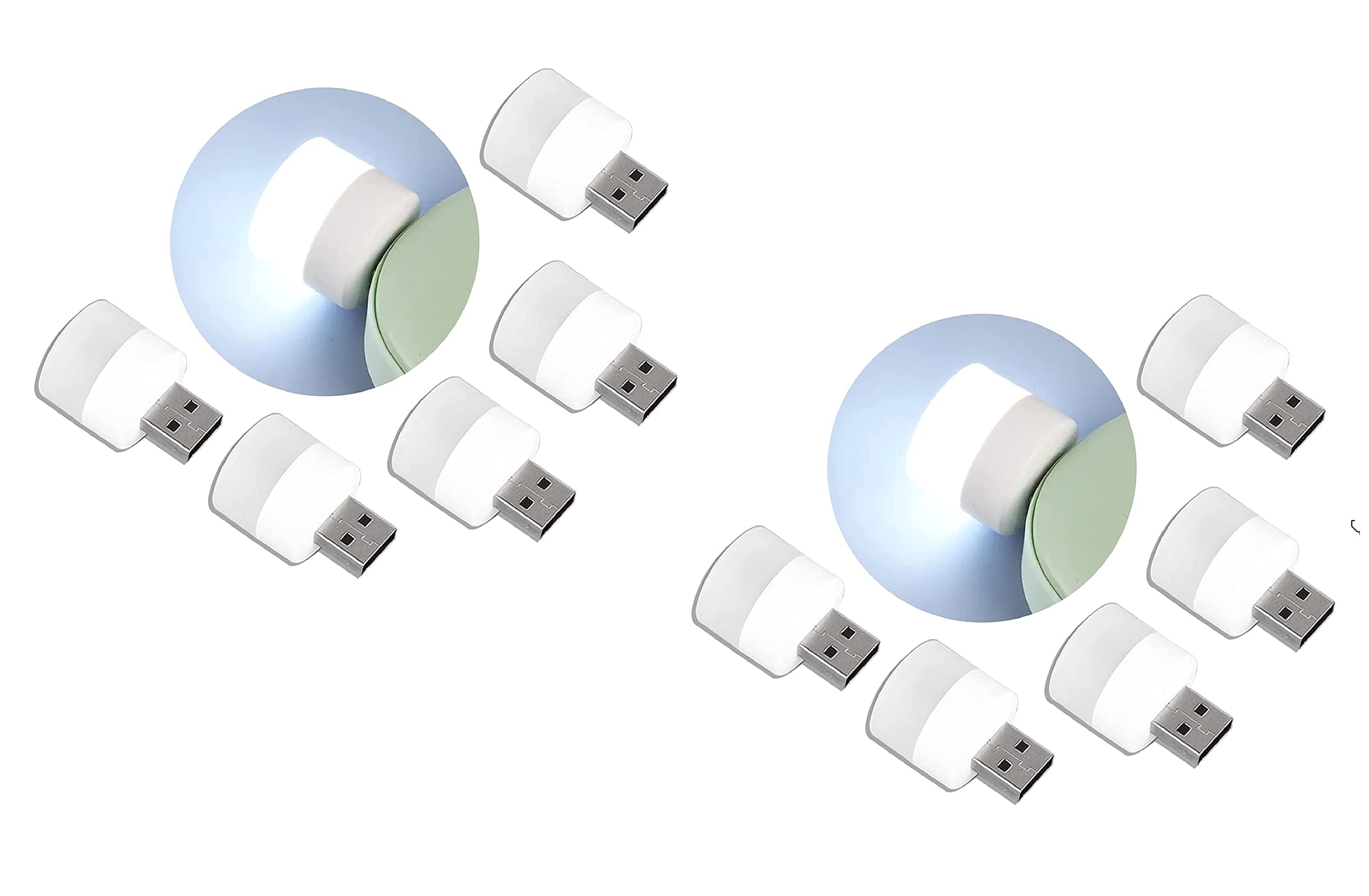 Pacificdeals {Set of 10) 1Watt Portable Mini Small Flexible USB LED Bright Light Bulb for Power Bank Laptop PC Reading Camping Home Car Home Mobile USB Charger Indoor Outdoor-White-image-7