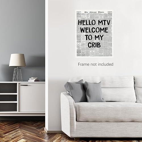 Miniatura 2 de Hi MTV - Lienzo decorativo para pared, diseño de periódico en blanco y negro, pósteres de moda de los años 70 para decoración de pared de