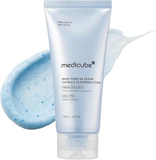 Medicube Zero Pore Capsule Cleansing Foam: AHA BHA PHA Cleanser for Blackheads, Pores & Smooth Skin | Korean Skincare 4.23oz