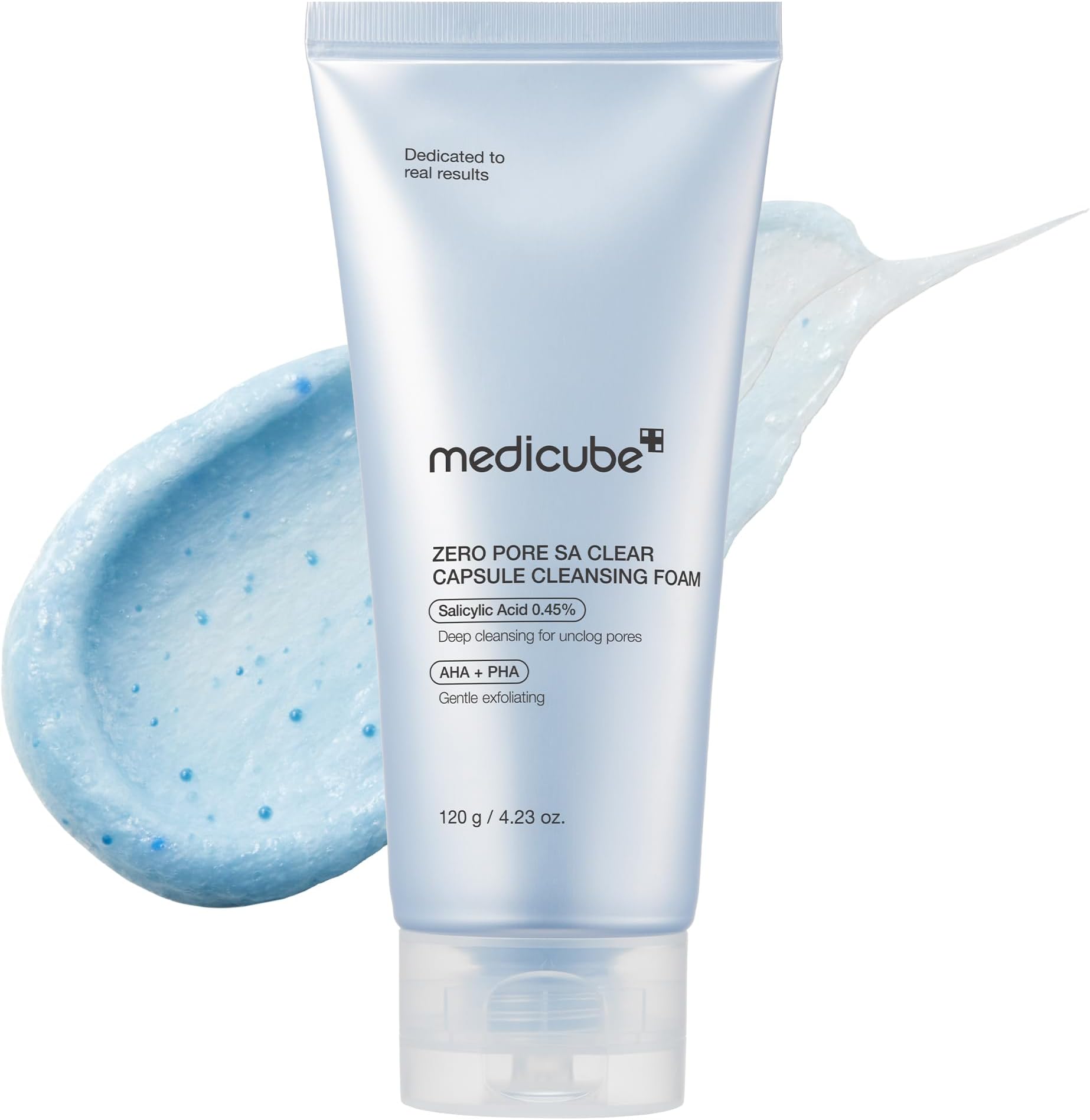 medicube Zero Pore Clear Blue Capsule Facial Cleanser for Skin Texture, Blackhead & Pore Care | AHA, BHA & PHA for Double Cleansing, Daily Gentle Face Wash, Korean Skincare | 120g / 4.23 oz