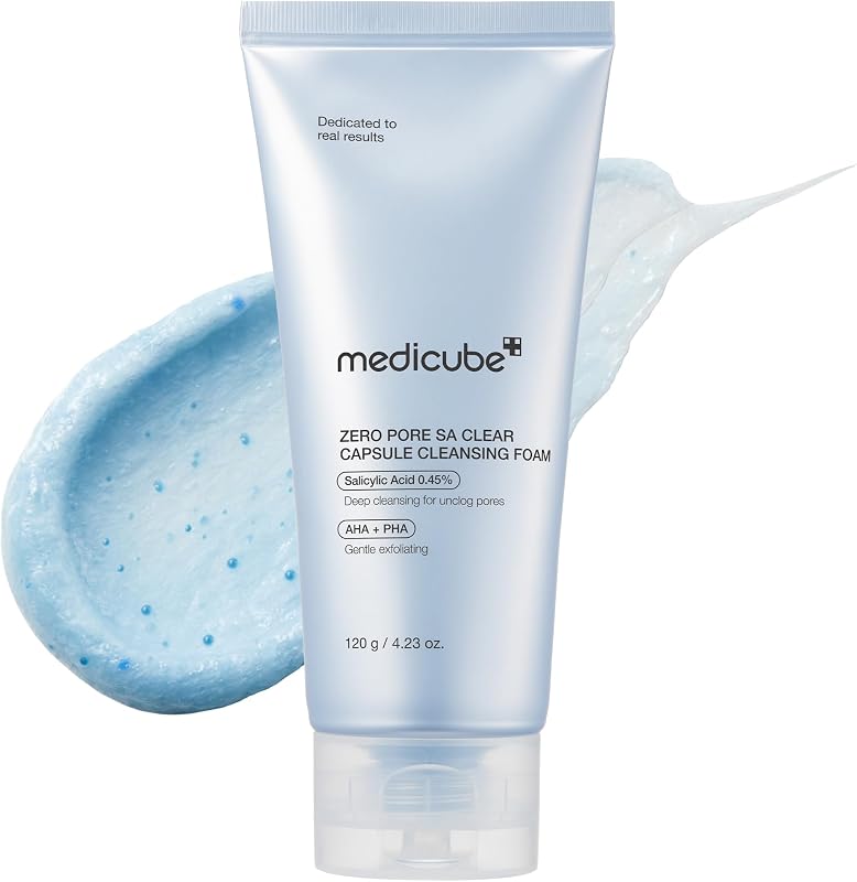 medicube Facial Cleanser Zero Pore Capsule Cleansing Foam | Daily Gentle Cleanser for Skin Texture, Blackhead & Pore Care - AHA, BHA & PHA for Deep Cleansing, Korean Skincare, 4.23 oz