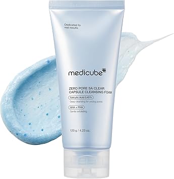 medicube Zero Pore Clear Blue Capsule Facial Deep Cleanser for Skin Texture, Blackhead & Pore Care | AHA, BHA & PHA for Double Cleansing, Daily Gentle Face Wash, Korean Skincare | 120g