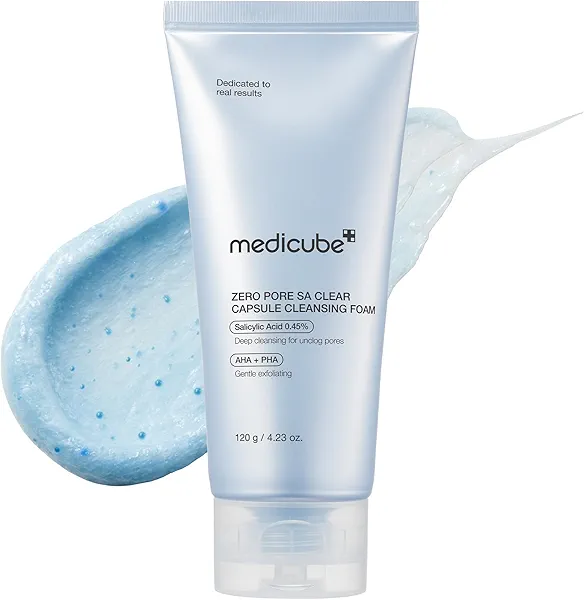 medicube Zero Pore Clear Blue Capsule Facial Deep Cleanser for Skin Texture, Blackhead & Pore Care | AHA, BHA & PHA for Double Cleansing, Daily Gentle Face Wash, Korean Skincare | 120g / 4.23 oz