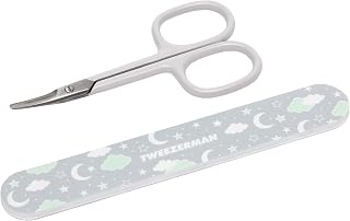 Tweezerman Baby Nail Scissors with File - Safe Curved Blades, No-Slip Grip for Infants Over 2 Months