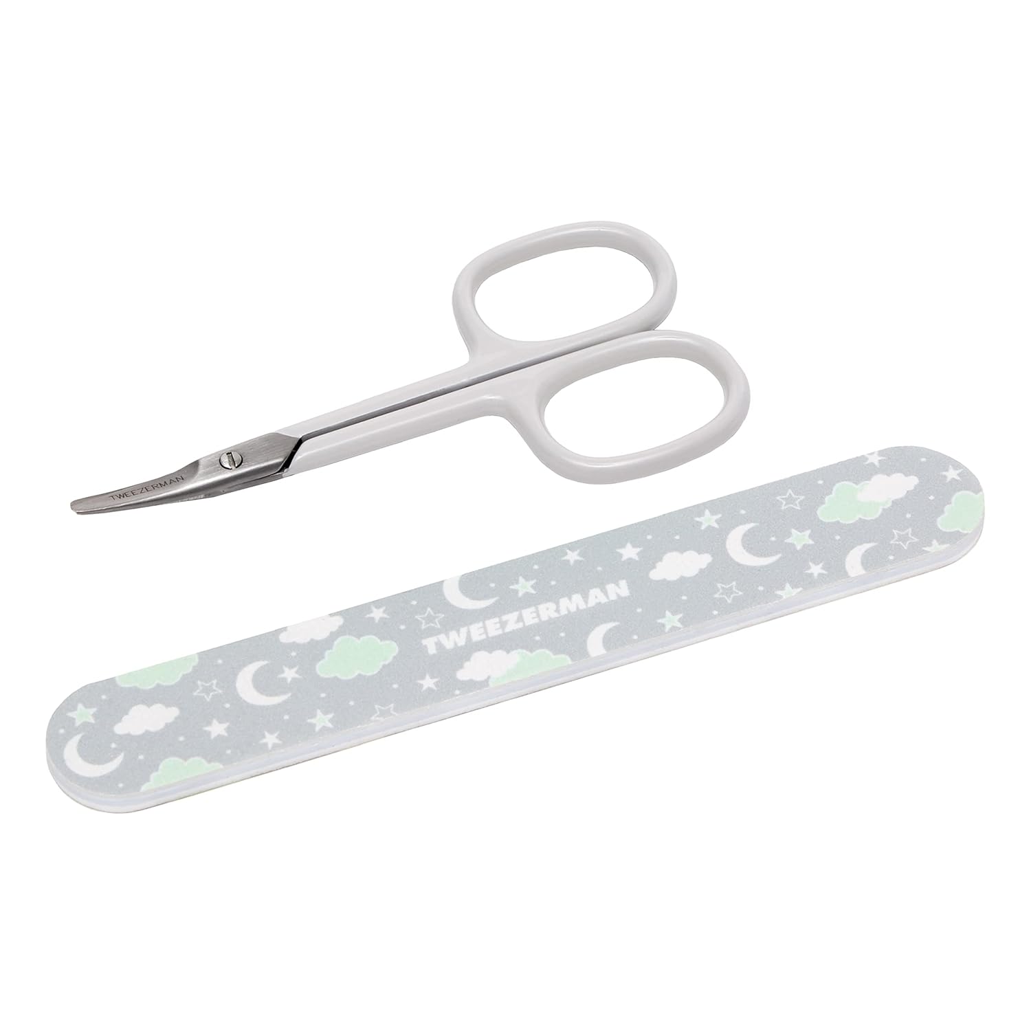 Tweezerman Baby Nail Scissors with File - Safe Curved Blades, No-Slip Grip for Infants Over 2 Months