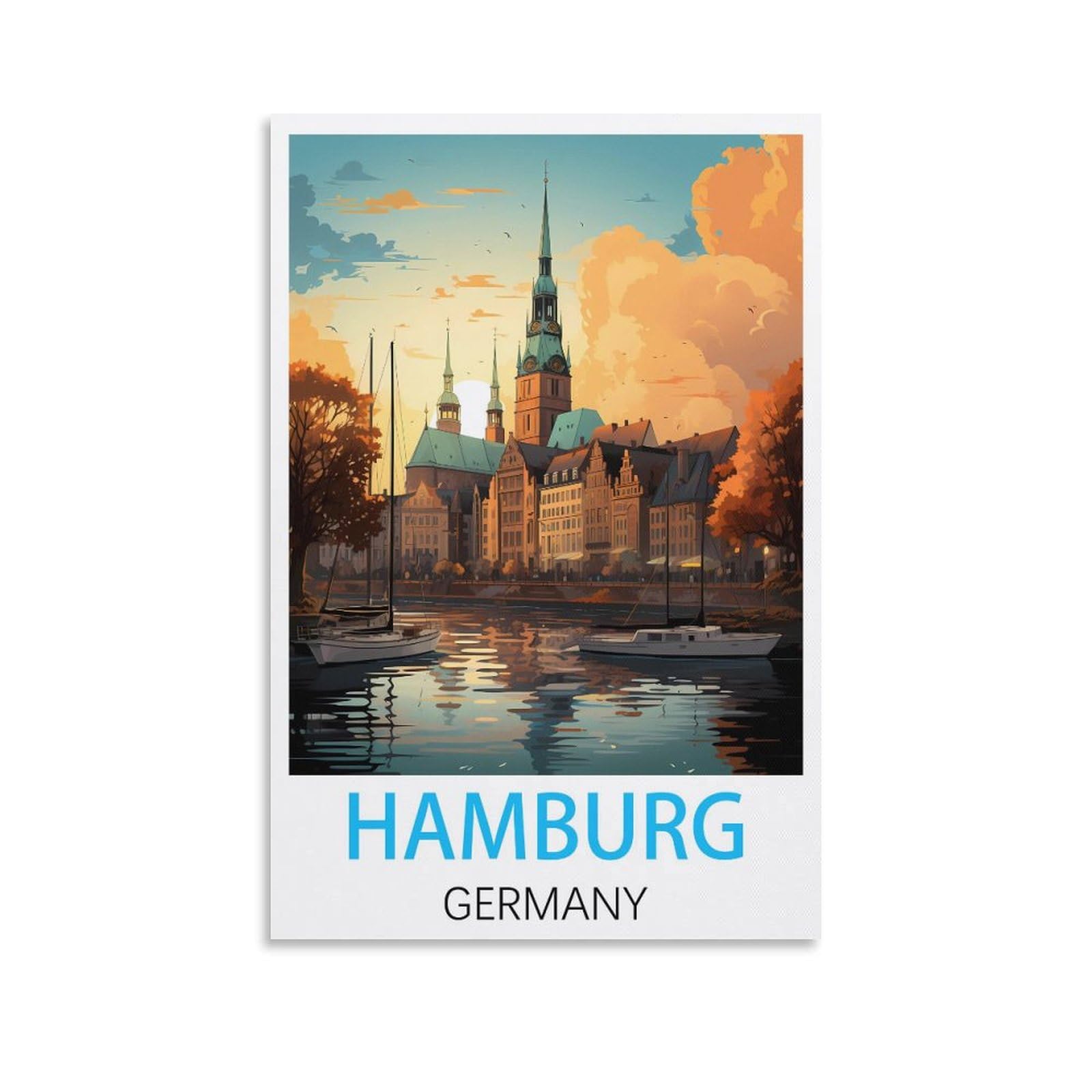 Metal Signs,Hamburg Germanys,Vintage Metal Tin Sign Inspirational Retro Art Poster for Home Office, Cafe Bar Wall Decor 30x40cm