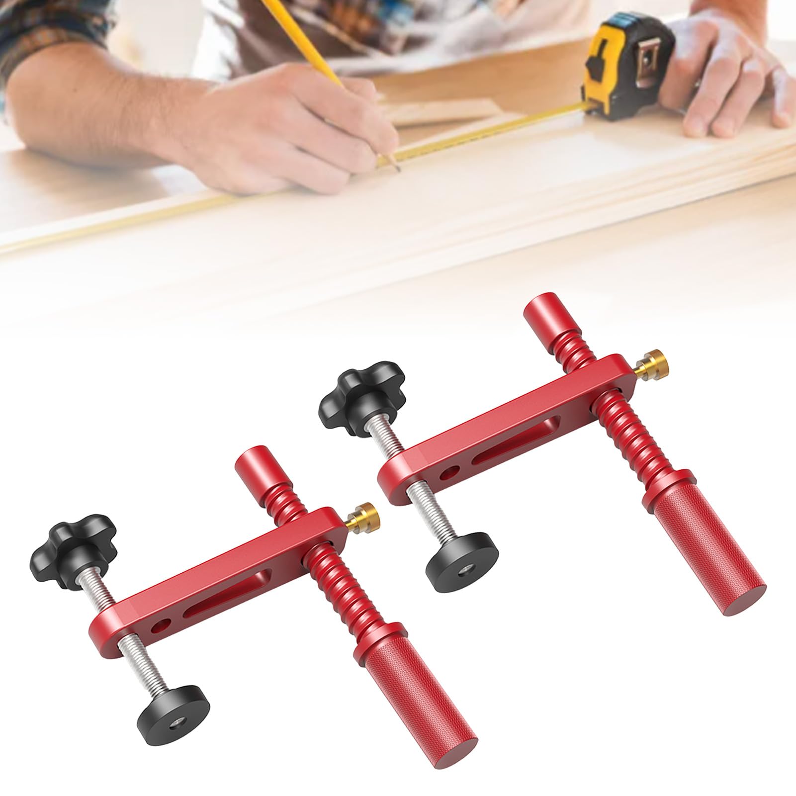 Pince de Serrage D'établi MFT Réglable, Pince de Table à Maintien Rapide pour le Travail du Bois, Matériau en Alliage D'aluminium Robuste, 2 de Serrage pour Banc de Couleur Rouge, Idéale