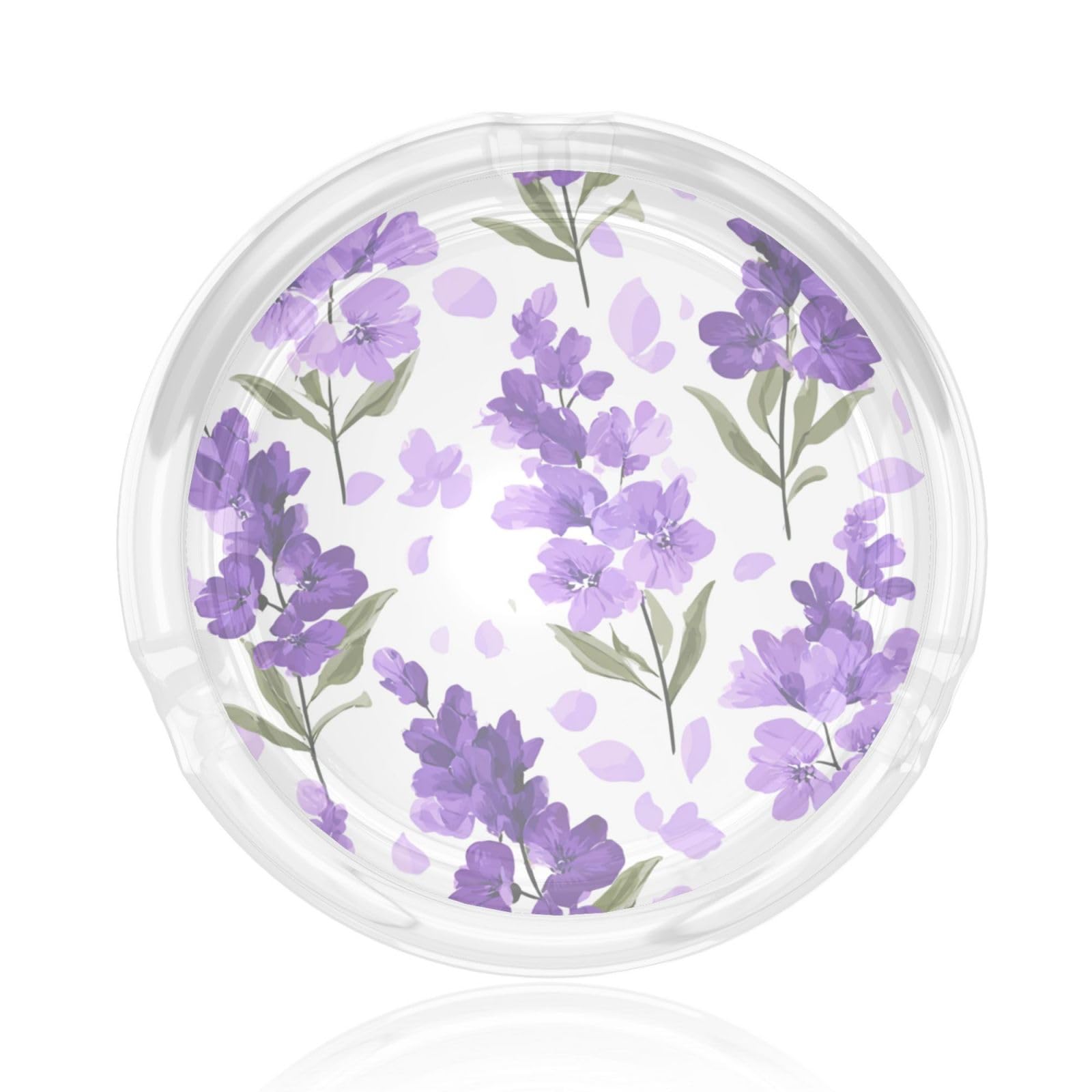 Stylized Lavender Flowers Glass Ashtray For Cigarettes Ash Trays Case For Home Office Decor