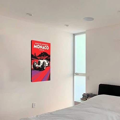 Miniatura 2 de Póster del Gran Premio de Mónaco de 1930  Arte de coche de carreras vintage con diseño retro de Mónaco  Póster clásico de impresión en lienzo para