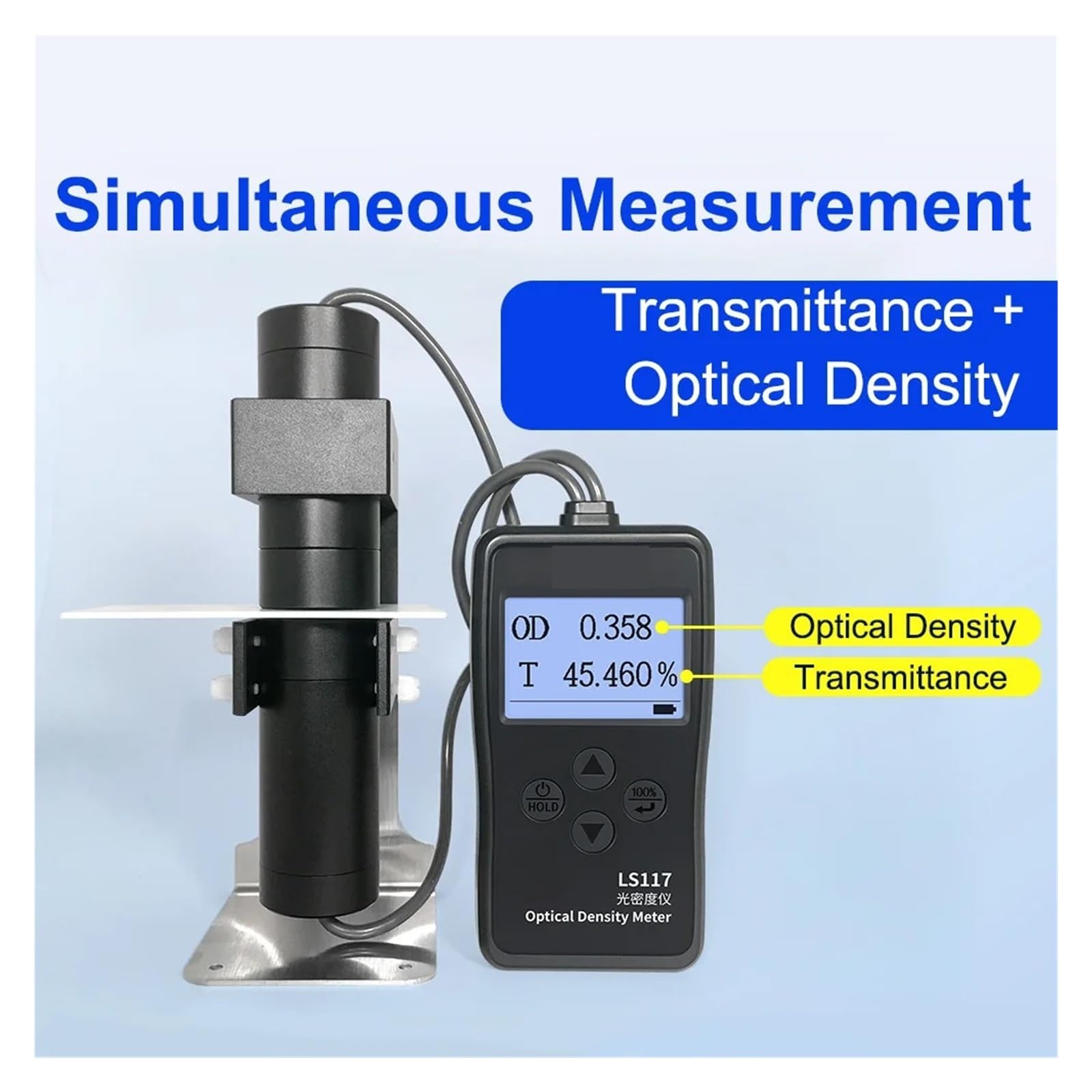 LS117 Optisches Dichtemessgerät 380 nm–760 nm for Transmissions-OD-Tests Einfache Bedienung | Aluminiumbeschichtete Folie, durchscheinende, undurchsichtige, mattierte Materialien