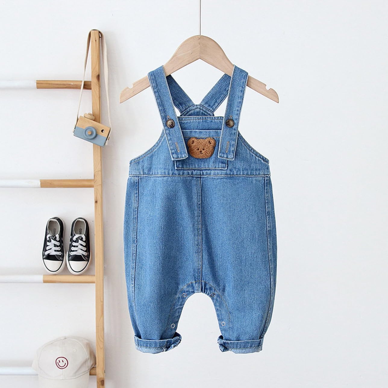 Salopette Jeans da Neonato Bimbo Jumpsuit Pantaloni Tute Outfit, Infant Denim Pagliaccetto Tuta Neonato Jeans Tuta, One Piece Tasca con Bottoni Tuta Abbigliamento Autunnale
