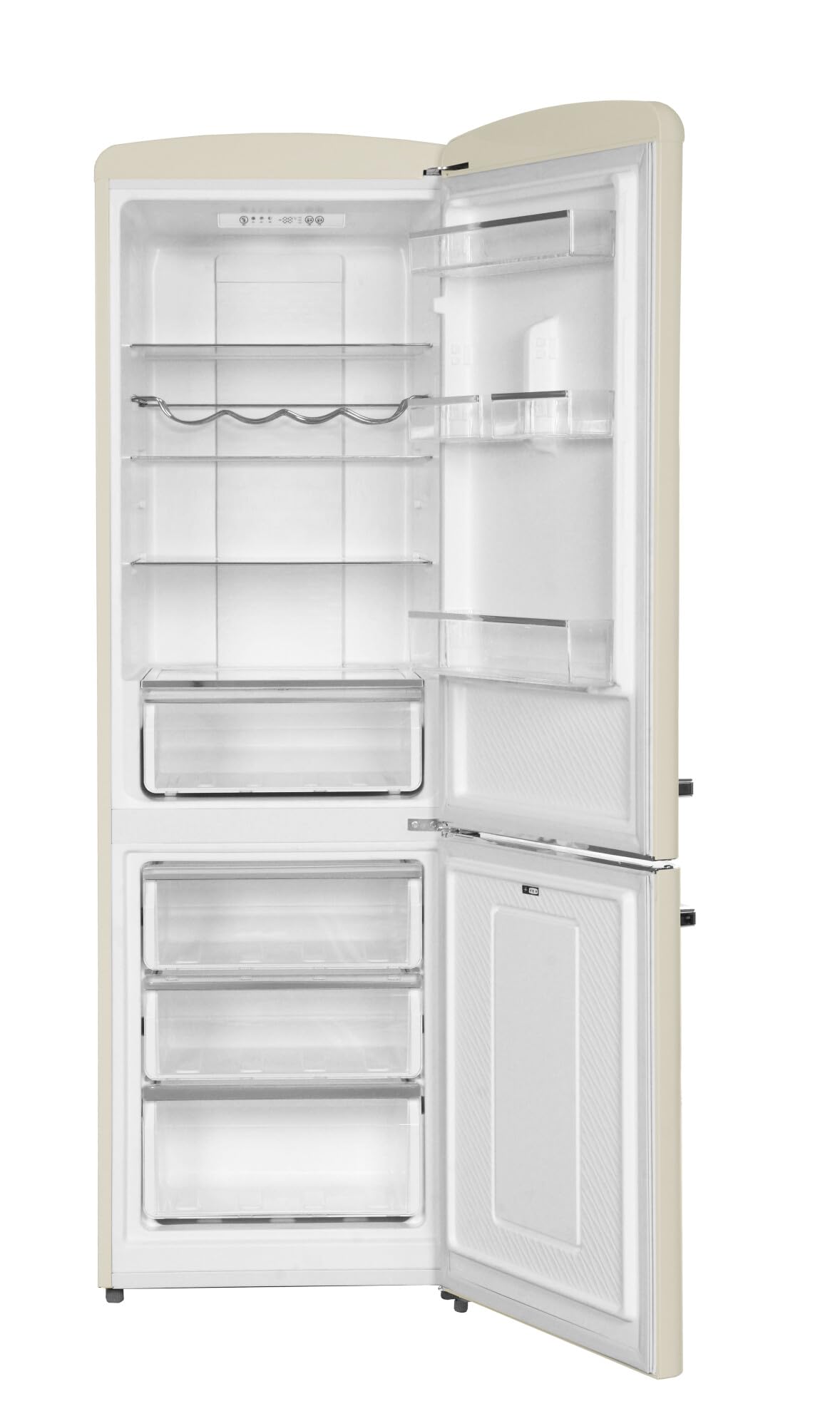 Amica KGCR 387 109 B Retro lodówko-zamrażarka, 200 cm wysokości, 60 cm szerokości, 330 l/EEK D/wolnostojąca/krem do kawy