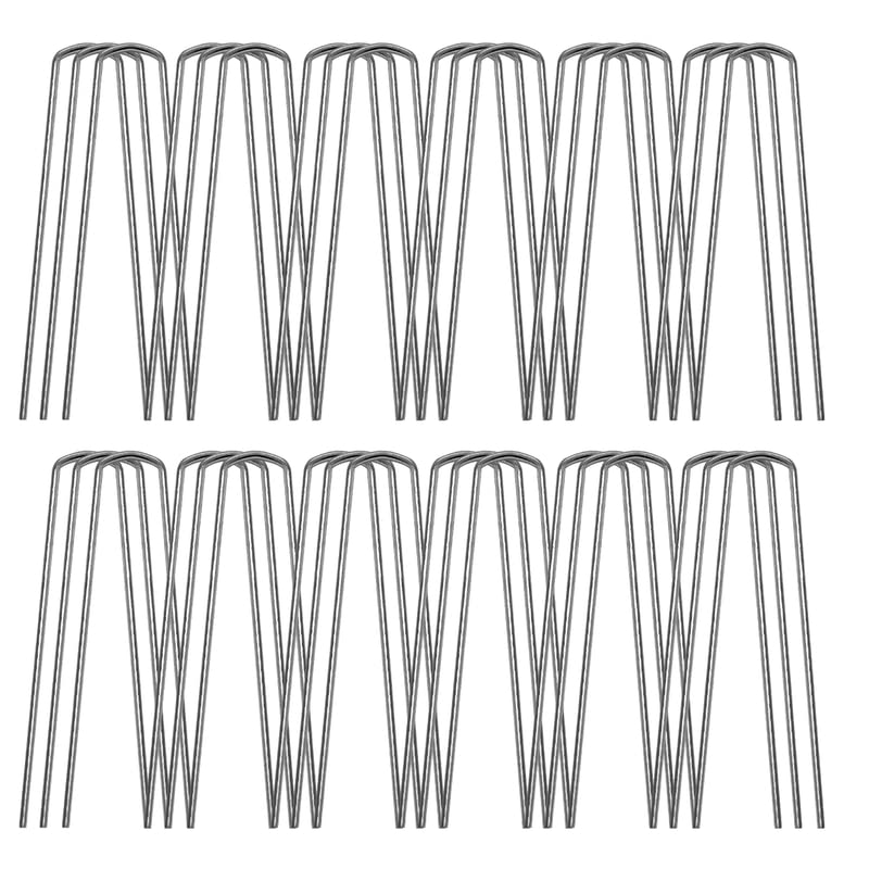 Buy Garden Pegs 50pcs Sturdy Galvanised Steel Ground Stakes 6" UShape