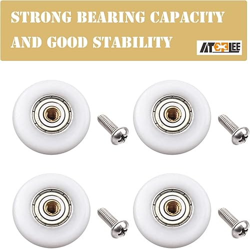 Miniatura 4 de Atoplee 4 rodillos para puerta de ducha  pieza de repuesto de 0.79 pulgadas para corredor de cristal de baño, puerta corrediza de ducha (diámetro
