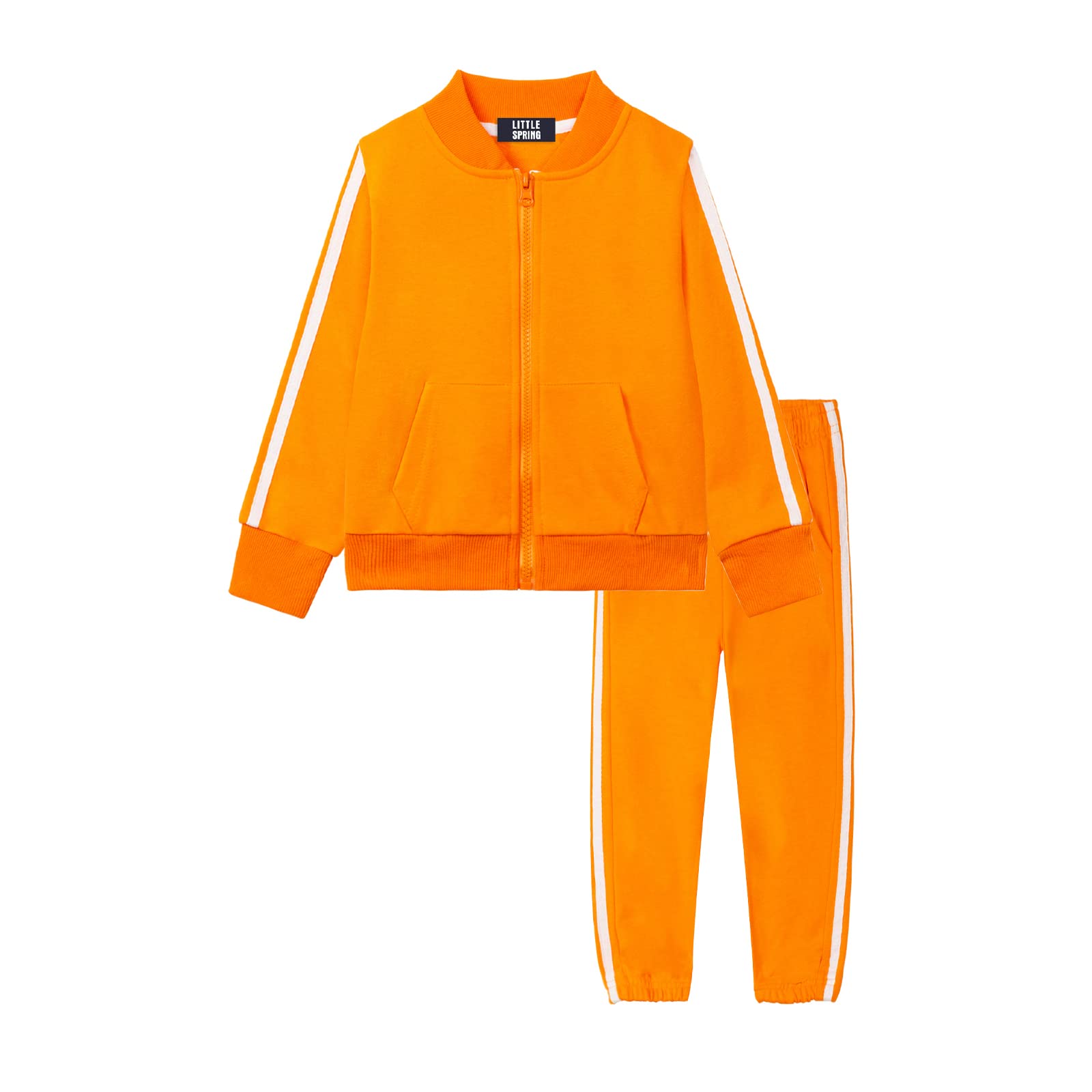 LittleSpring Little Boys Tracksuit Zip Up Athletic Hoodie and Jogger Pants 2-Piece Set