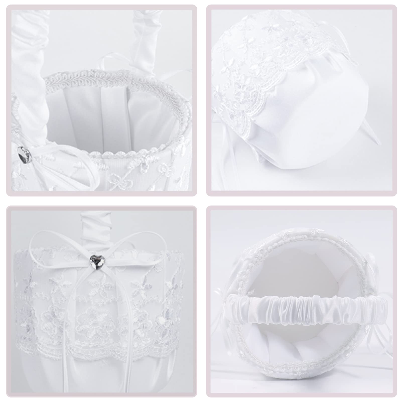 2 Stück Blumenmädchen Korb mit Henkel Blumenkorb Hochzeit Weiß