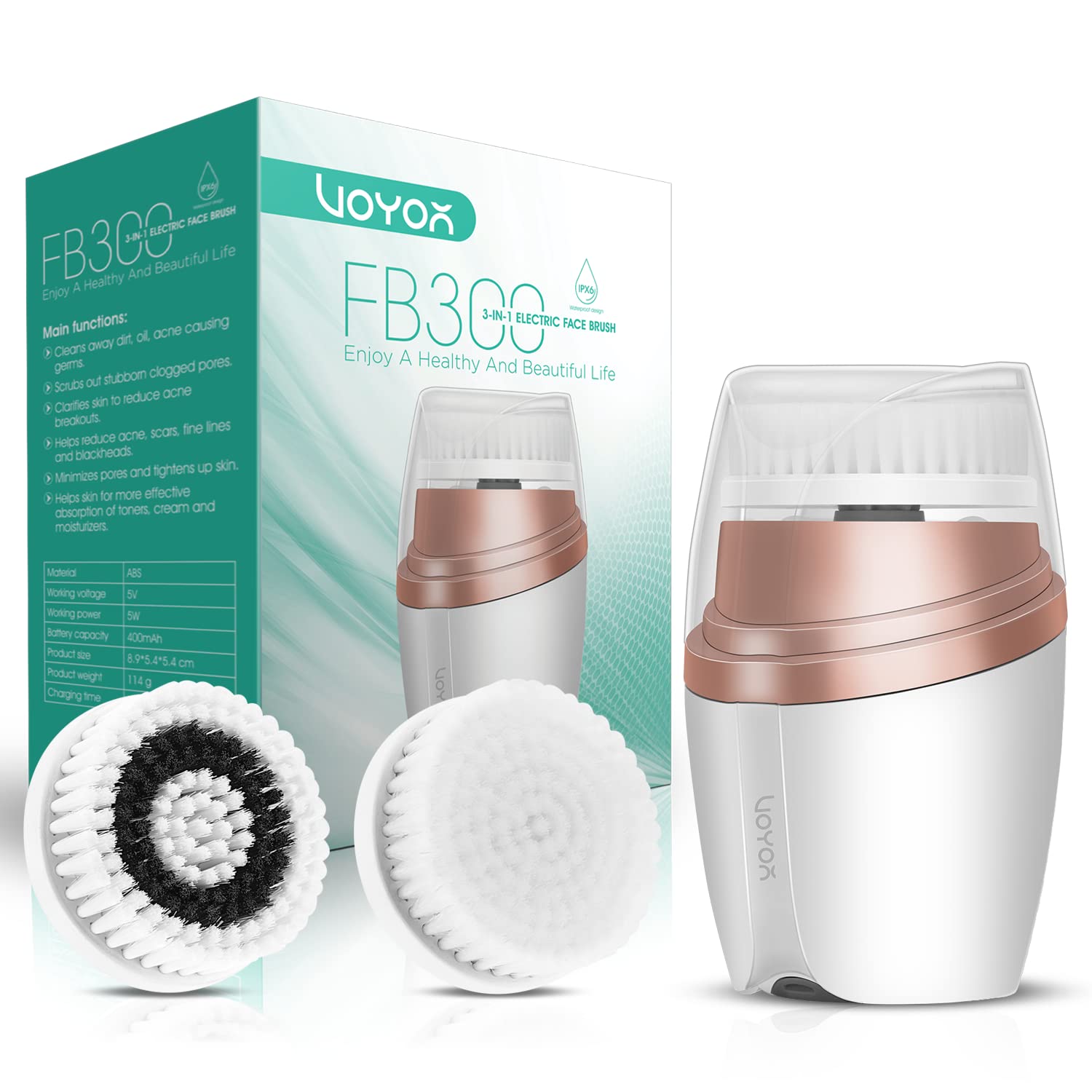 VOYOR Facial Cleansing Brush Rechargeable Sonic Face Brush