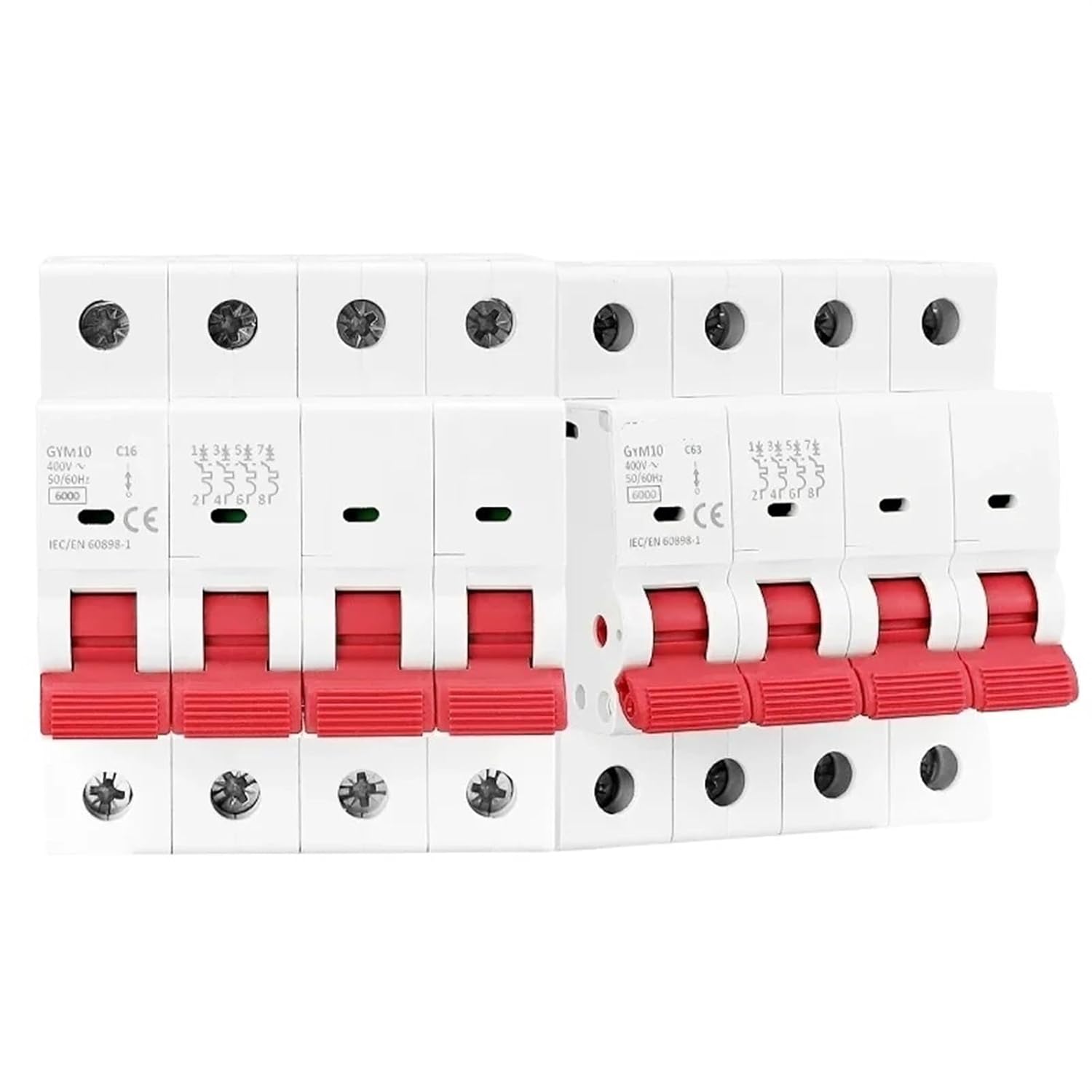 GYM10 MCB 4Pole 6A 10A 16A 20A 25A 32A 40A 50A 63A 220V/400V Mini Circuit Breaker C Type 6KA 1Pcs(63A)