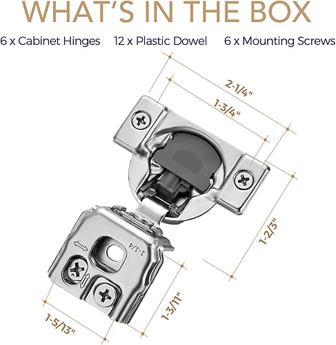 Vista 79 de Ravinte - Juego de 30 bisagras superpuestas, 15 pares de bisagras de cierre suave de 1.3 pulgadas para armario de cocina, bisagras ocultas de acero