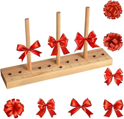 Bow Maker Bow Making Tool for Ribbon, Wooden Wreath Bow Maker for Making Gift Bows, Wrist Corsages, Party Decorations, Hair Bows, Holiday Wreaths(with Instructions)
