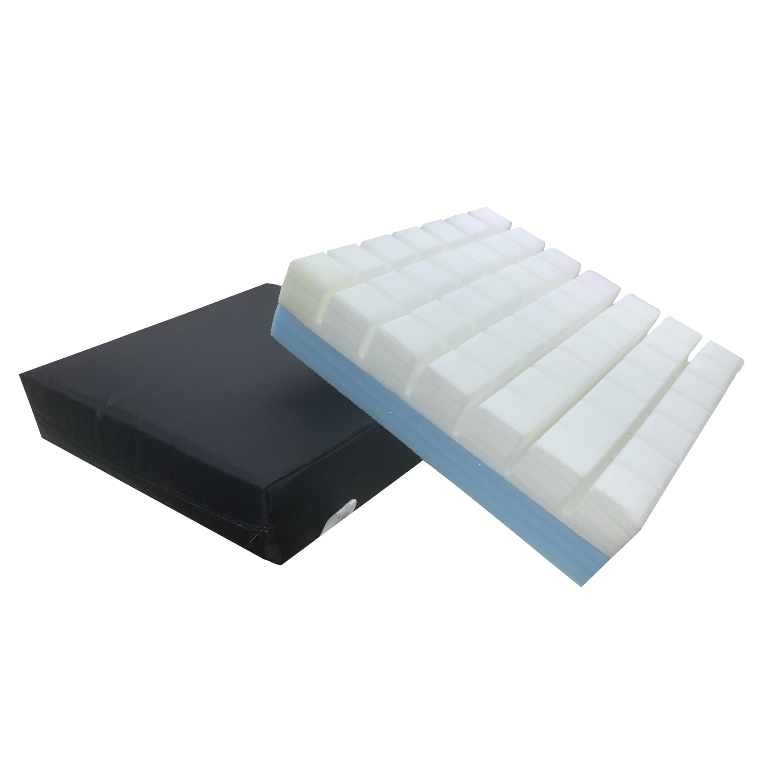 Cojín Antiescaras Ranurado- Cojín Silla de Ruedas ortopedico para coxis y lumbares con Funda Impermeable y Transpirable y Relleno en Espuma Compacta. (Viscolastico+Espuma HR)