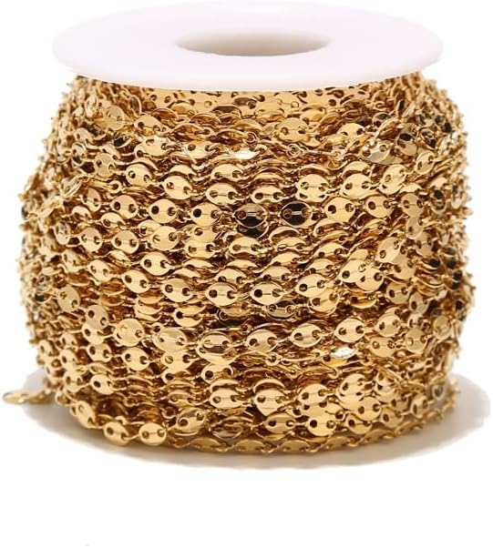 3.8mm Stainless Steel Twisted Rope Chain for DIY Jewelry Making (Color : Gold Tone, Size : 5m)