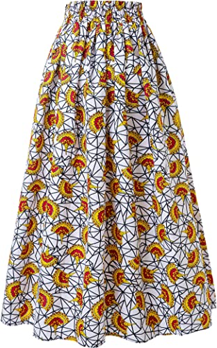 SHENBOLEN Women African Print Skirt Ankara Maxi Skirt Dashiki Skirt2