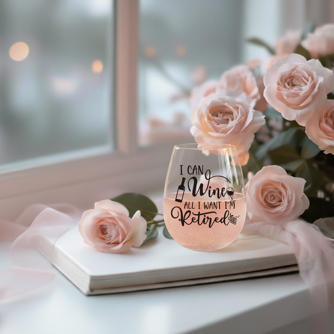 Copa de vino de regalo de jubilación para mujer, regalos humorísticos para mamá jubilada, tía, amiga, compañeros de trabajo, marido y padre, regalo ideal para los amantes del vino, copa de vino sin