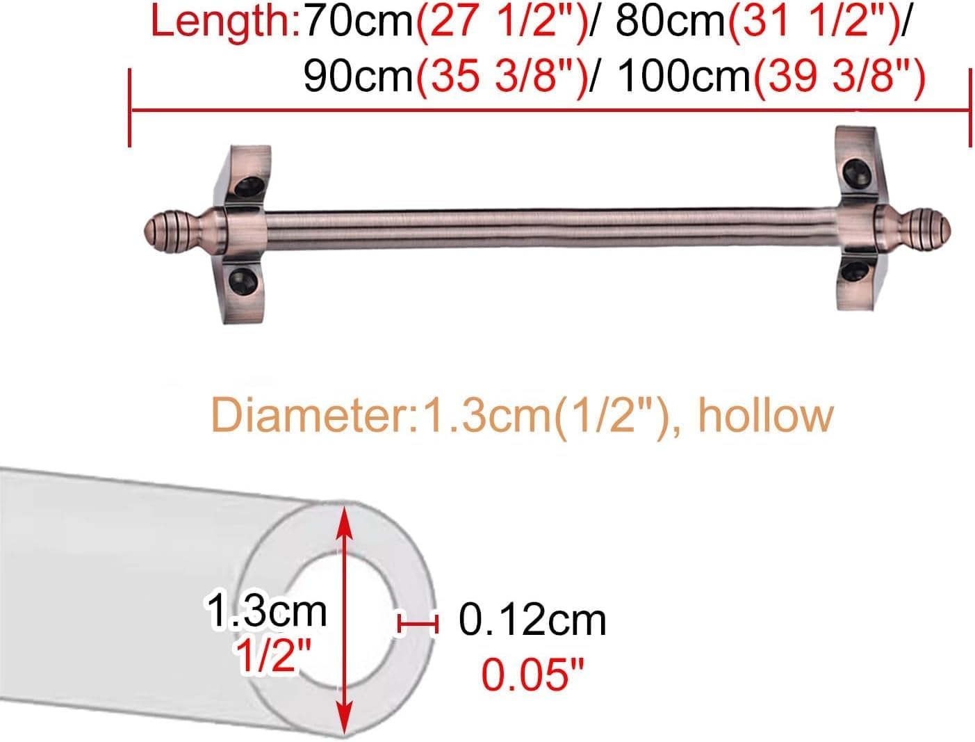 Stair Carpet Rods, Red Antique Brass Stair Carpet Rods with Finial Lattice Decorative Rods, Stair Carpet Rods for Home(L70cm(27 1/2"))