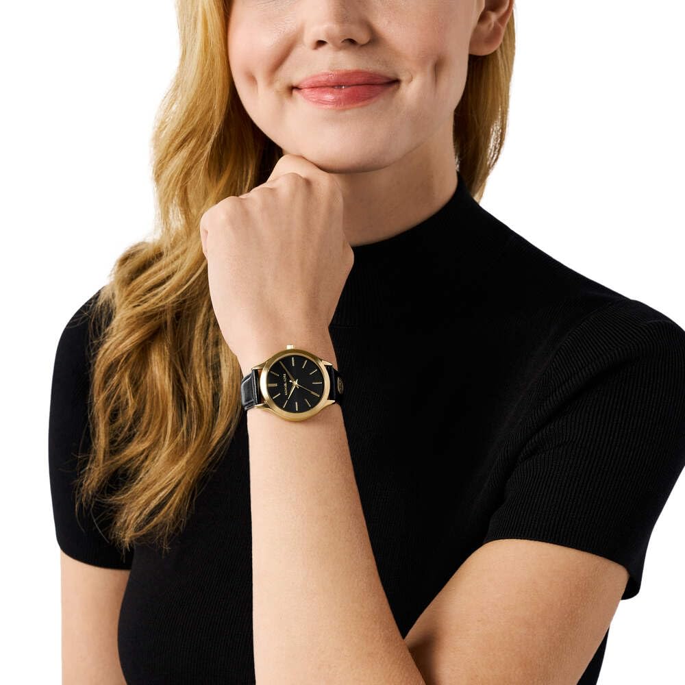 Michael Kors Orologio Slim Runway da Donna, movimento al quarzo a TRE lancette da 38 mm Con cinturino in Pelle
