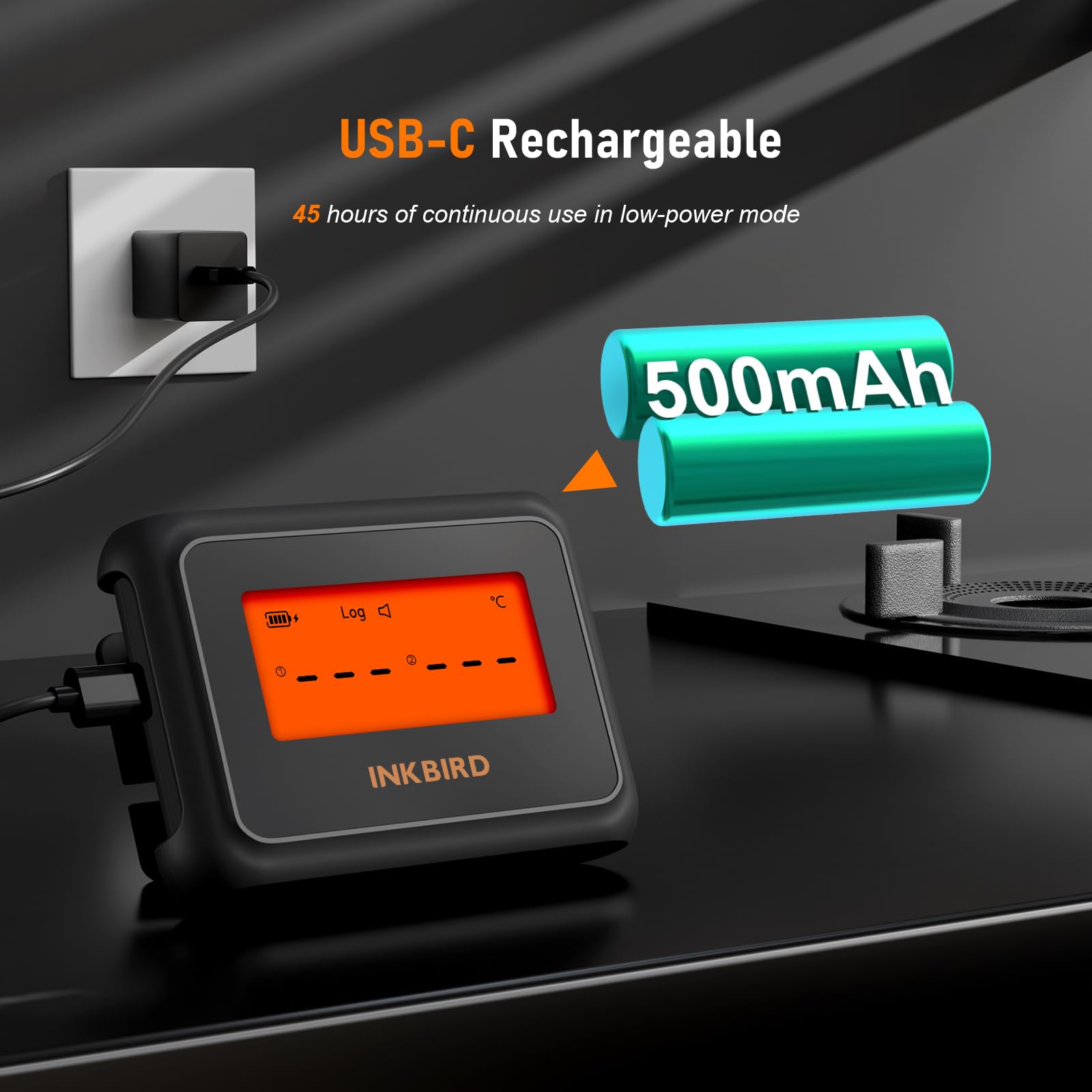 Inkbird IDT-22-B Termometr do pieczenia, Bluetooth 5.0, sterowanie aplikacją, HD LCD, termometr do mięsa, z 2 sondami, do grillowania, pieczenia, grillowania i
