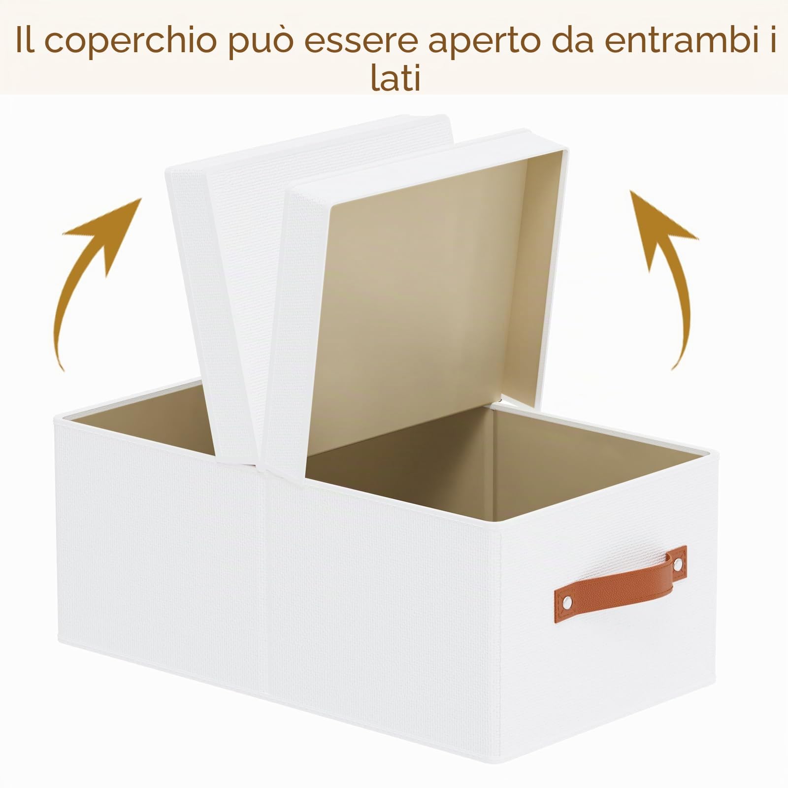 3 Pezzi Scatola con Coperchio Rimovibile, 47×28×20cm Organizer Armadio Cassetti, Salvaspazio, Contenitori con Maniglia, Scatole per Vestiti da Letto a Casa, Bianco