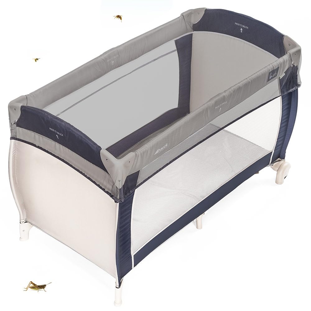 Zamboo Reisebett Insektenschutz Universal - feinmaschiges Moskitonetz für Babybetten, Beistellbett, Wiege und Laufstall - feinmaschig, robust und waschbar - Grau