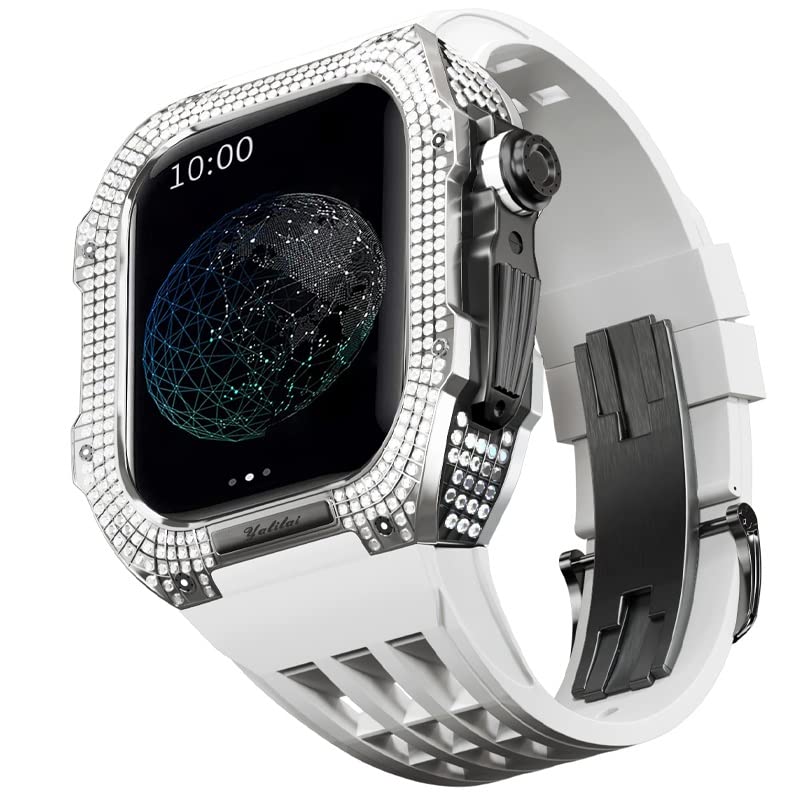 Kit modification Apple Watch 45mm boîtier titane de luxe et bracelet blanc