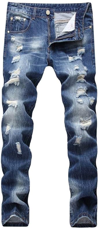 Anaisy Herren Jeans Destroyed Zerrissen Verwaschen Stretch Slim ...