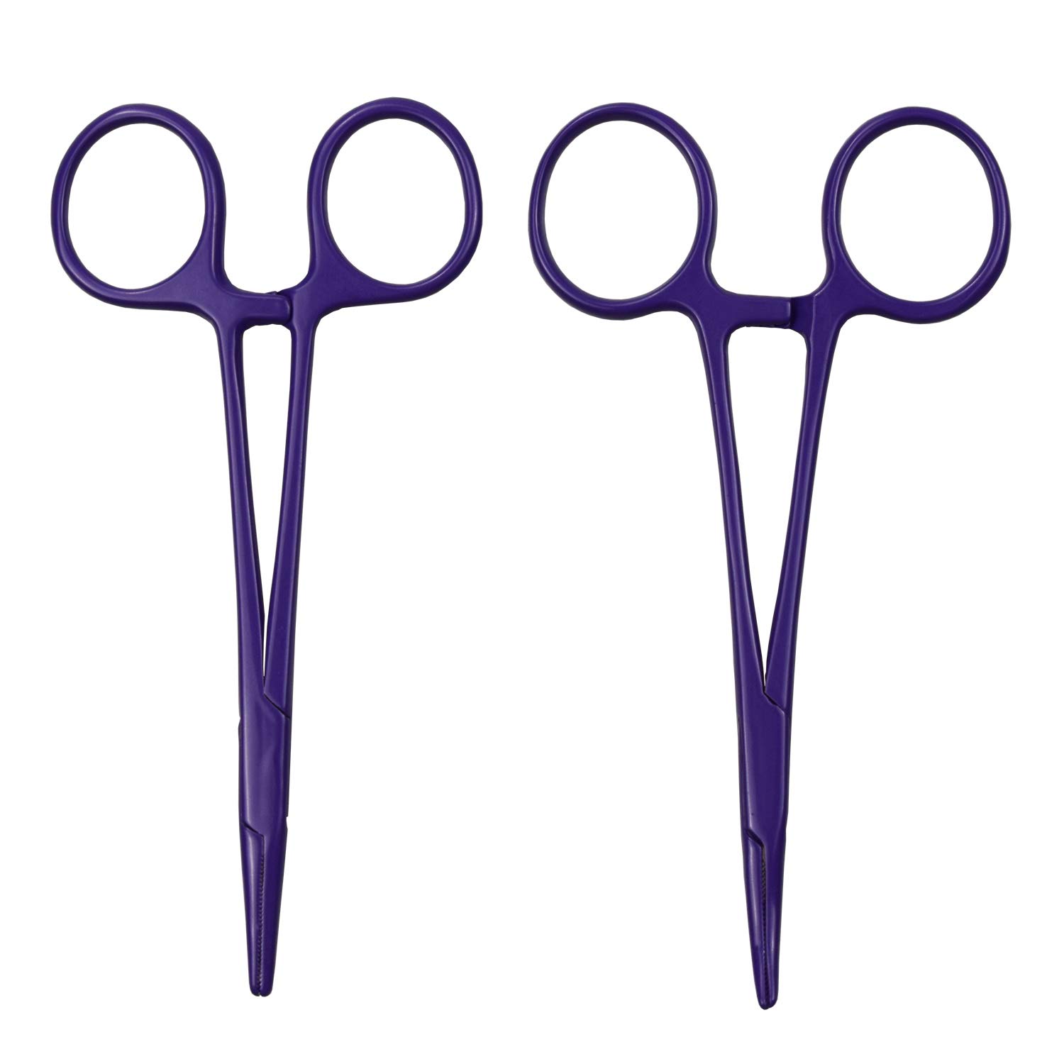 Motanar Pet Colourful Stainless Steel Hemostat Hemostatic Forcep,Pet Ear Hair Pull Forcep,Bend Head and Straight Head kit (Purple)