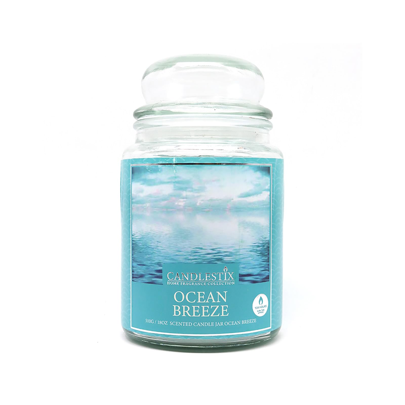 Voltico Multicolor Large 18Oz Scented Glass Jar Candle Natural Soy Wax Long Lasting Fragrance With Lid 104 Hour Burn Time Home Decor And Gift Candle (Ocean Breeze)