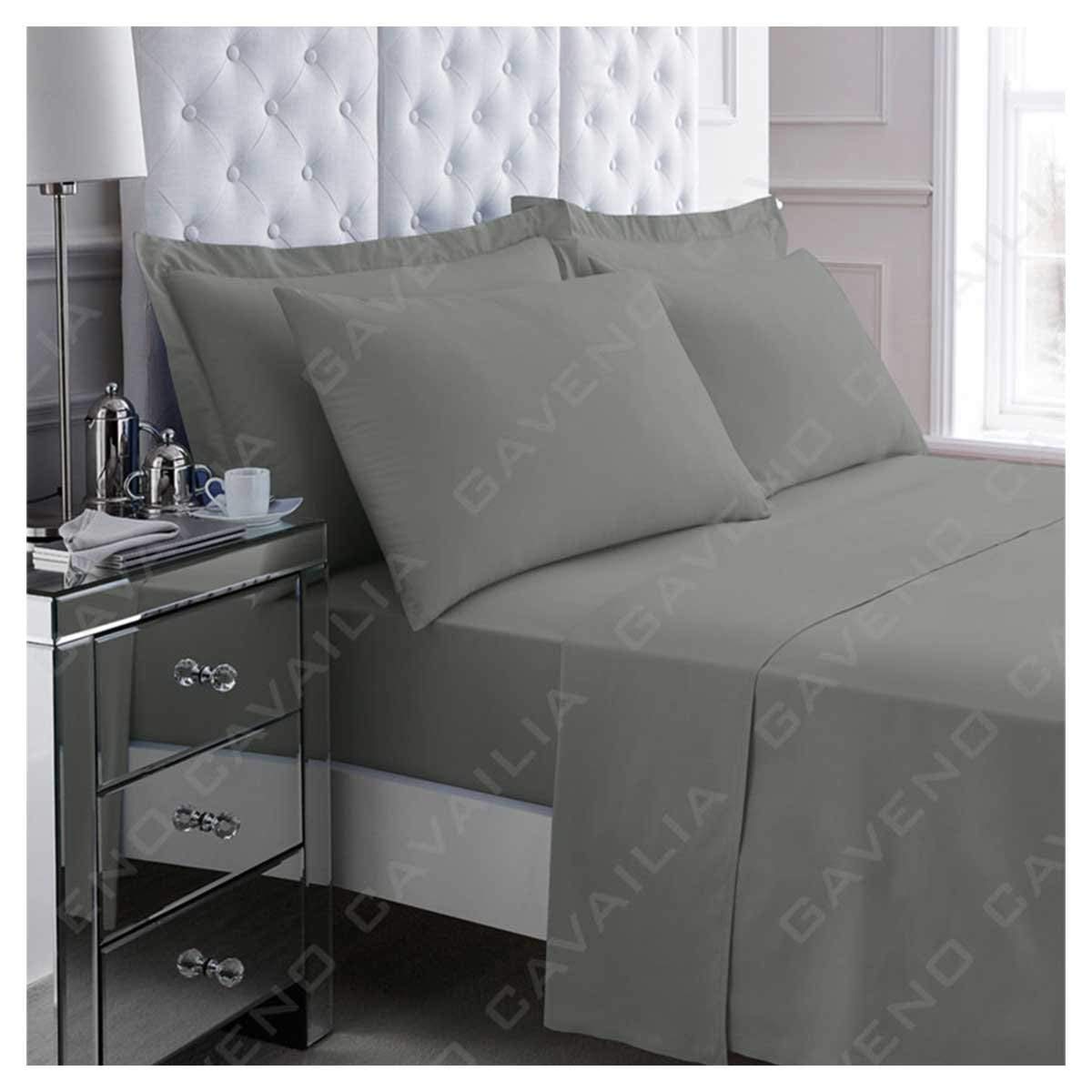 B&Q - Gc  Premium Super Soft Percale Fitted Sheet King Charcoal