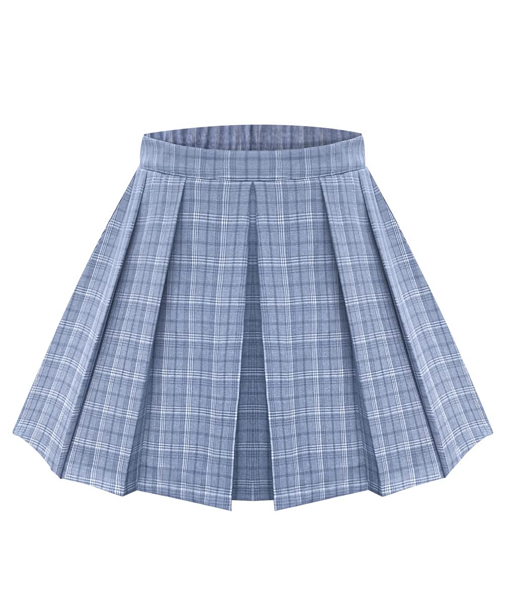 RiteraPlus Size Basic Versatile Stretchy Elastic Waist Flared Casual Mini Skater Skirt/Pleated Plaid Skirt for Women XL-5XL