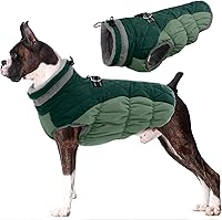 Vista 46 de Lelepet Abrigo cálido para perro, abrigo de invierno para perro, chaqueta impermeable para perros con arnés integrado reflectante para mascotas